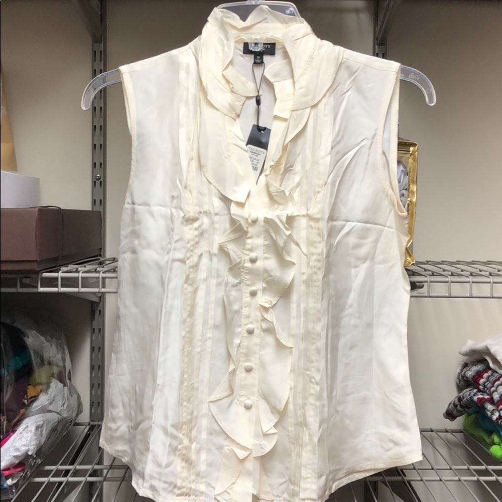 2/$20 Ivory silk Ruffled shell !! Brand NWT .